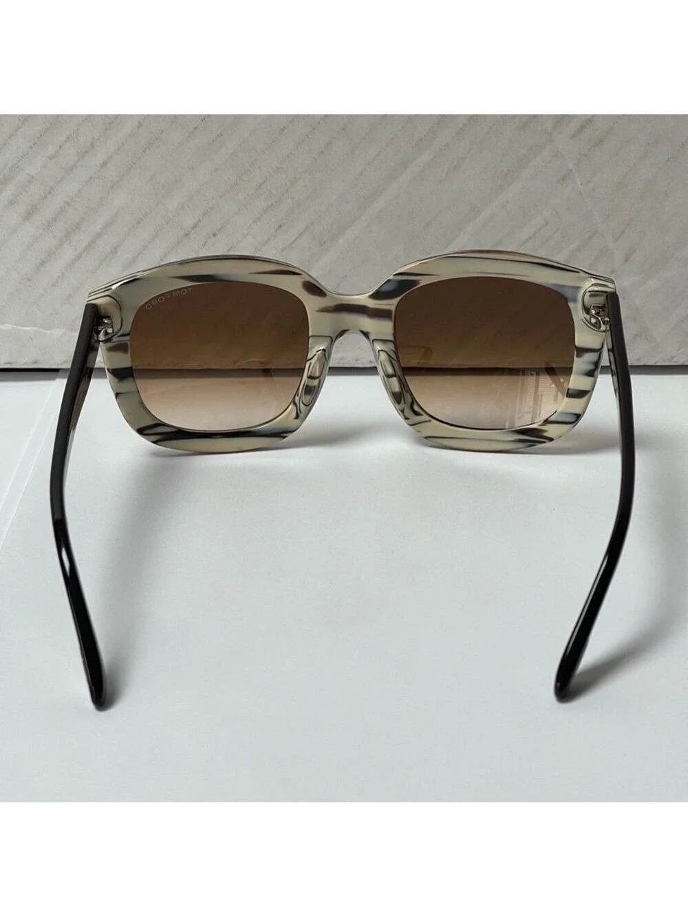 Tom Ford CHRISTOPHE Sunglasses Ivory Black Frame Brown Lens FT279 25F 53-23 140